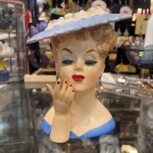 Blue Hat Lady Head Vase
