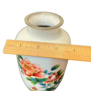 VINTAGE JAPANESE CLOISONNE WHITE ROSE VASE