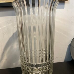 Vintage FTDA Crystal Glass Ribbed Vase