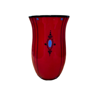 Art Deco Red Vase with Heat Fracture