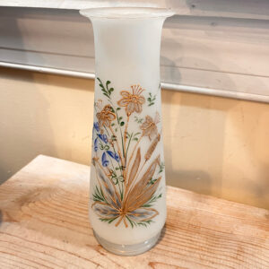 Satin Glass Gold and Green Frosted Vase