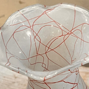 Hazel Atlas White Frosted Spaghetti Vase